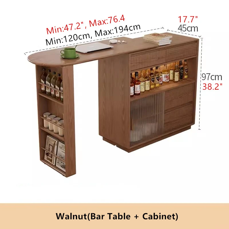 Table de bar rotative à 360 degrés avec armoire et tabourets