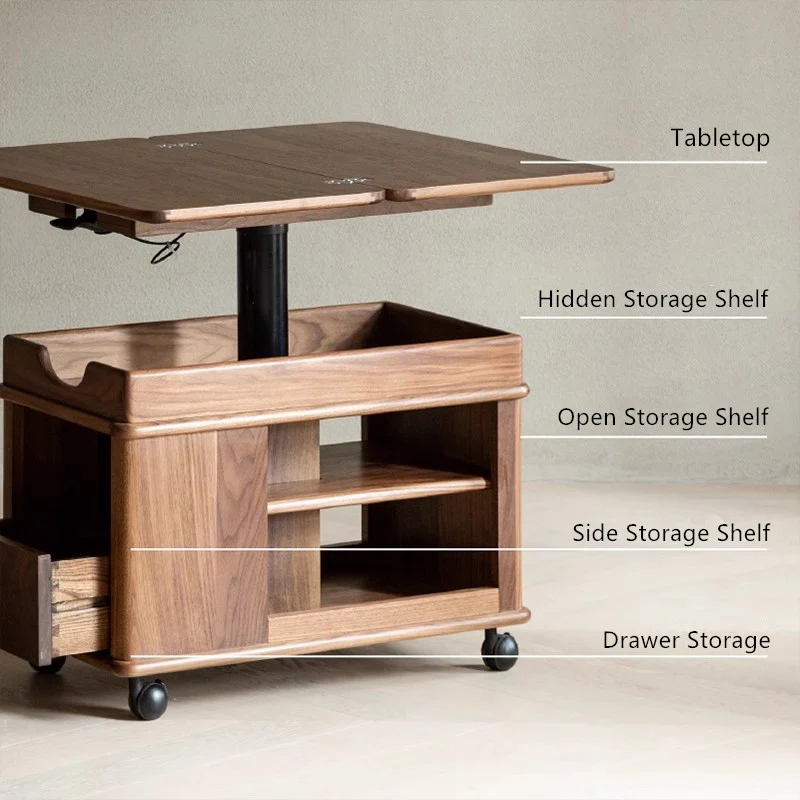 Table d'extrémité supérieure relevable et extensible en bois massif