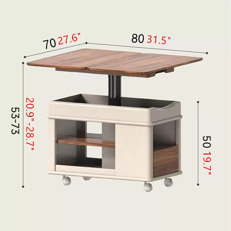Table d'extrémité supérieure relevable et extensible en bois massif