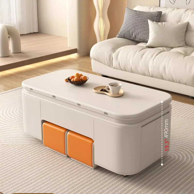 Table basse multifonctionnelle de table de levage de style minimaliste avec tabourets