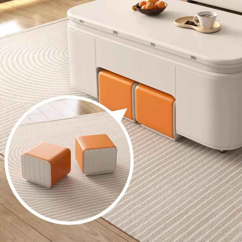 Table basse multifonctionnelle de table de levage de style minimaliste avec tabourets