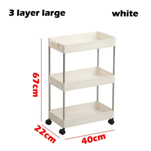 Chariot organisateur mince 3/4 niveaux avec roues pour espace étroit