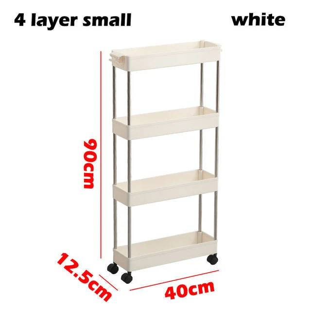 Chariot organisateur mince 3/4 niveaux avec roues pour espace étroit