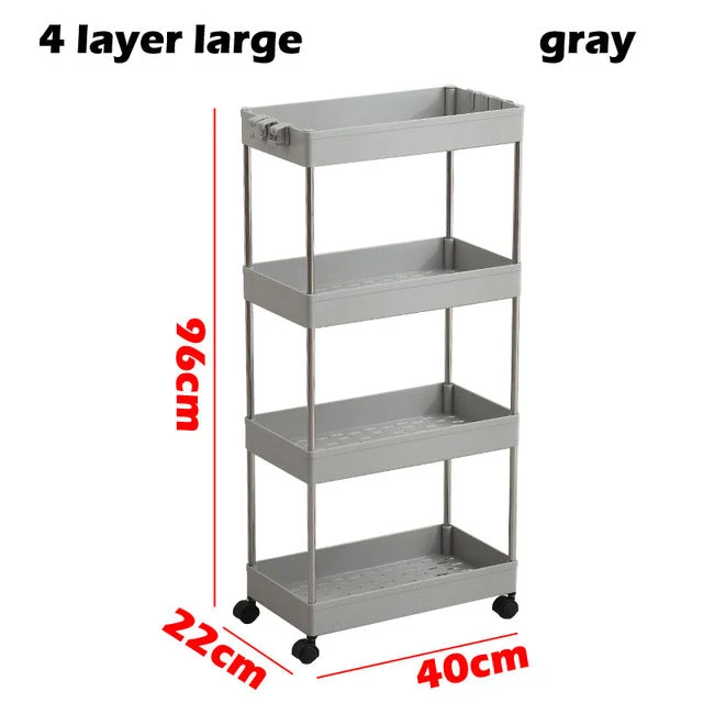 Chariot organisateur mince 3/4 niveaux avec roues pour espace étroit