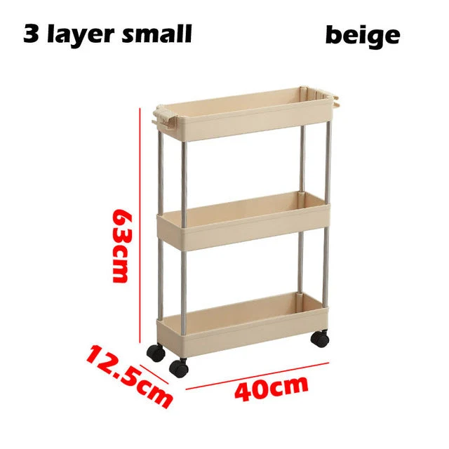 Chariot organisateur mince 3/4 niveaux avec roues pour espace étroit