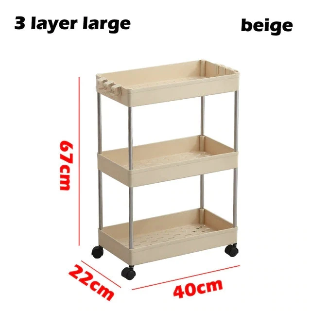 Chariot organisateur mince 3/4 niveaux avec roues pour espace étroit