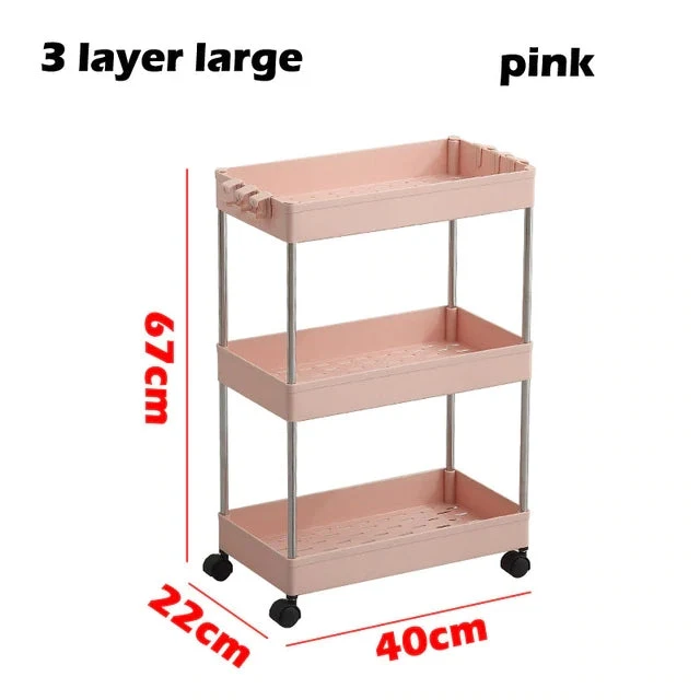 Chariot organisateur mince 3/4 niveaux avec roues pour espace étroit