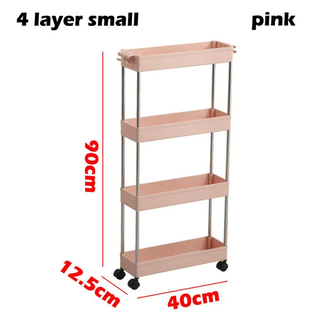 Chariot organisateur mince 3/4 niveaux avec roues pour espace étroit