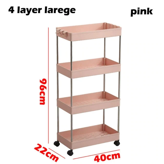 Chariot organisateur mince 3/4 niveaux avec roues pour espace étroit