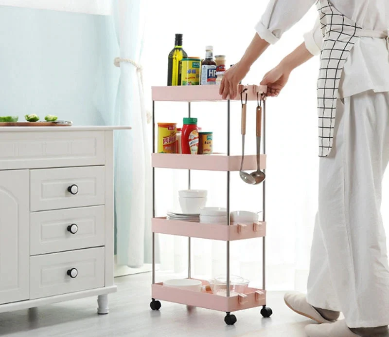 Chariot organisateur mince 3/4 niveaux avec roues pour espace étroit