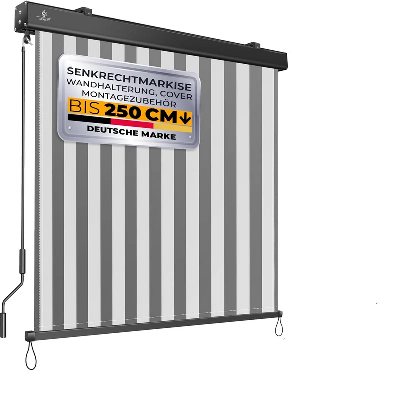 Store vertical 160 x 250 cm Mécanisme à manivelle balcon - Protection solaire et brise-vue