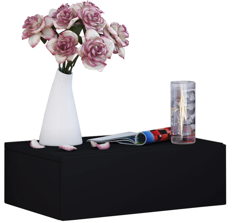Table de chevet etagere mural avec tiroir Noir