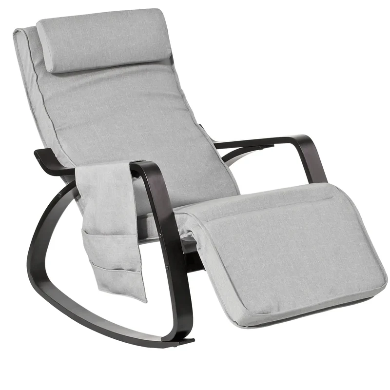 Fauteuil a Bascule Repose-Pieds, Appui-tête réglables et Poche latérale