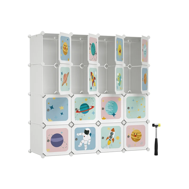 Armoire modulable avec 16 cubes 4 rails suspendus