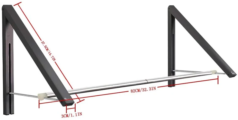 Support de cintre pliant mural en aluminium-2 avec tige