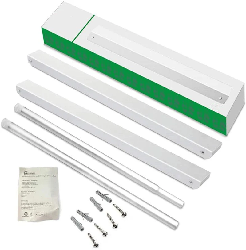 Support de cintre pliant mural en aluminium-2 avec tige