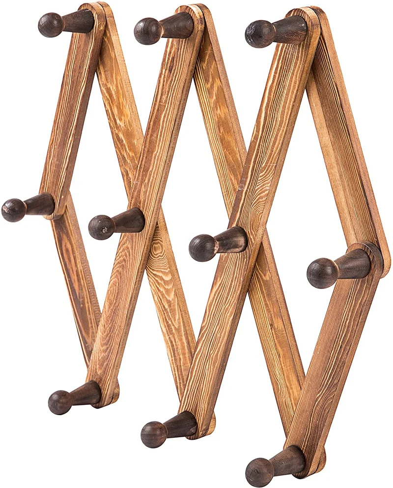 Cintre de porte-manteau accordéon en bois extensible