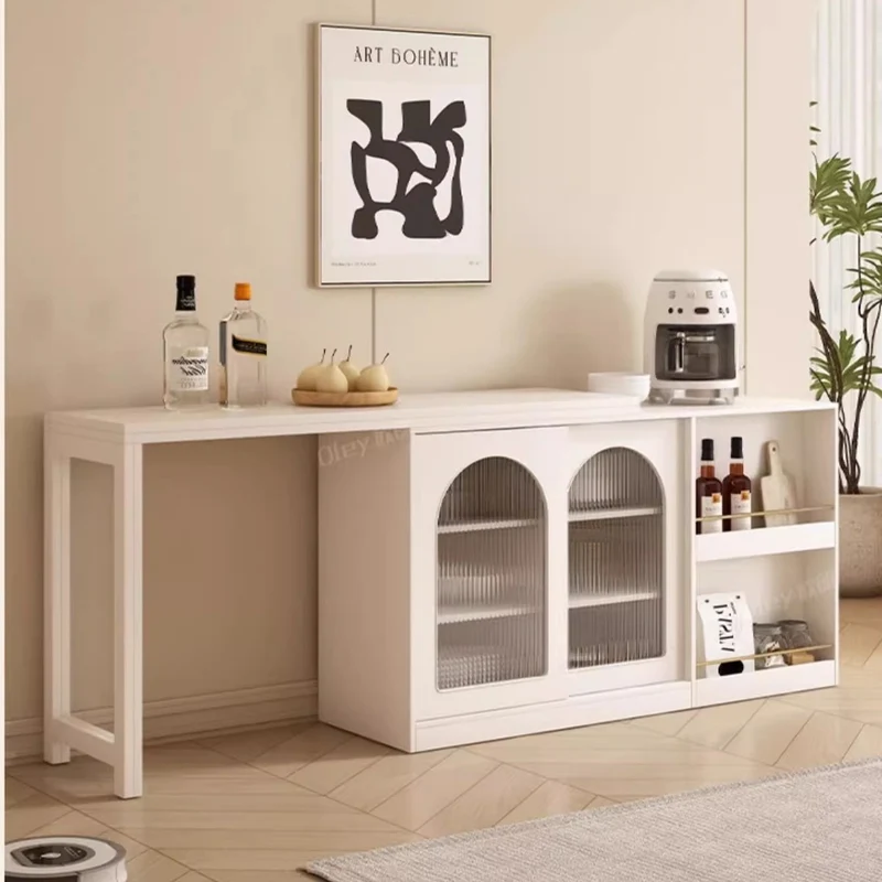Table de salle à manger multifonction pliante et extensible avec armoire de rangement cachée