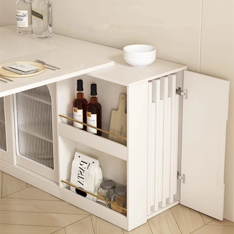 Table de salle à manger multifonction pliante et extensible avec armoire de rangement cachée