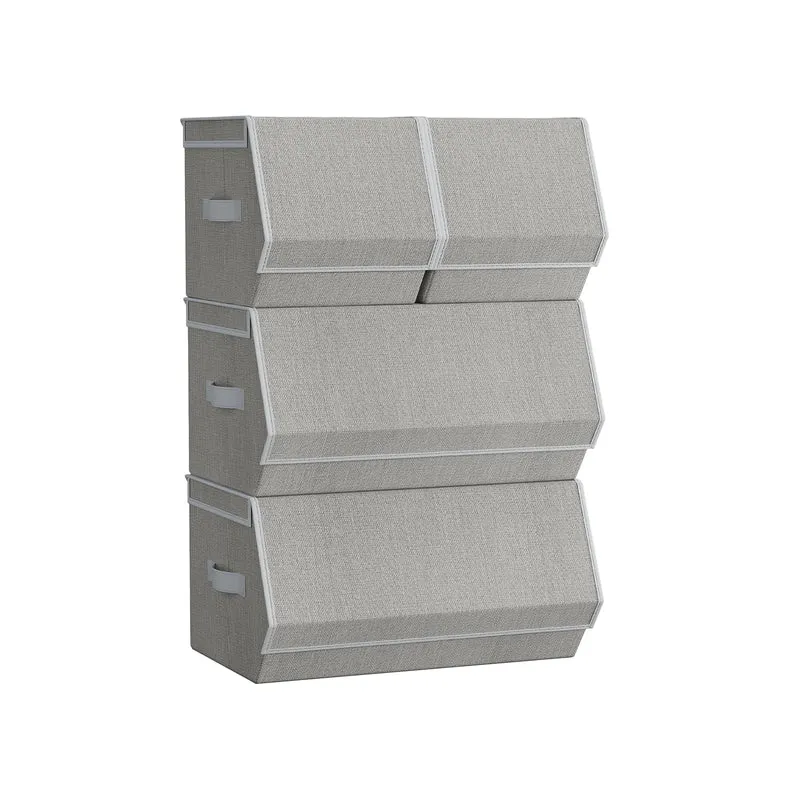4 Boîtes de rangement avec couvercle beige sable