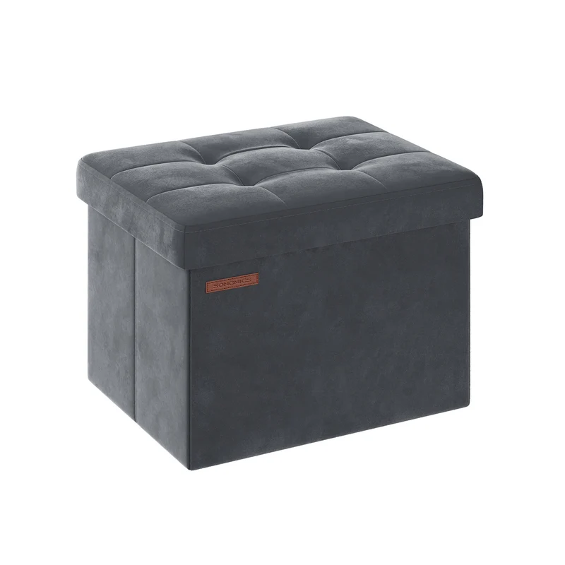 Banc de rangement en velours noir d'encre