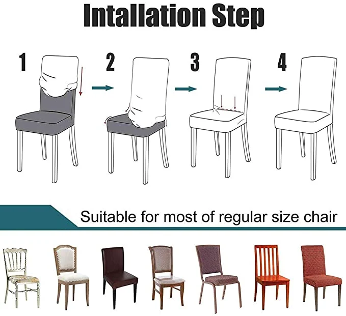 Housses de chaise de salle à manger lavables amovibles en spandex extensible imprimées pour la maison, la cuisine, la fête, le restaurant