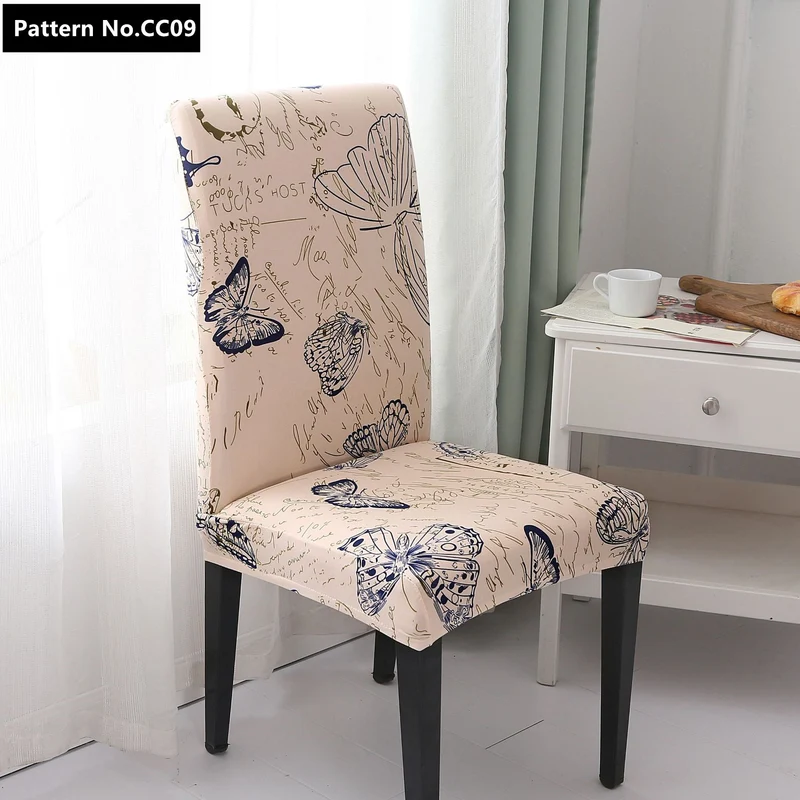 Housses de chaise de salle à manger lavables amovibles en spandex extensible imprimées pour la maison, la cuisine, la fête, le restaurant