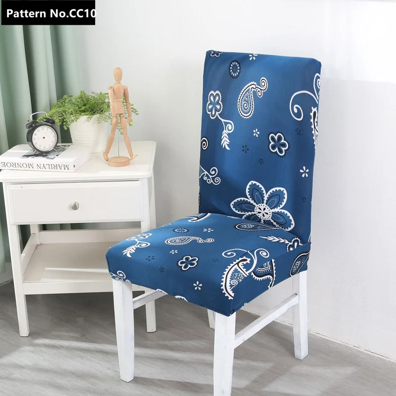 Housses de chaise de salle à manger lavables amovibles en spandex extensible imprimées pour la maison, la cuisine, la fête, le restaurant