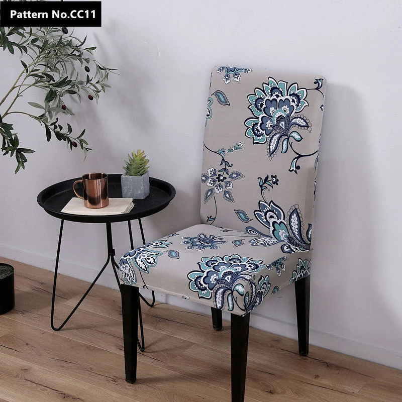 Housses de chaise de salle à manger lavables amovibles en spandex extensible imprimées pour la maison, la cuisine, la fête, le restaurant