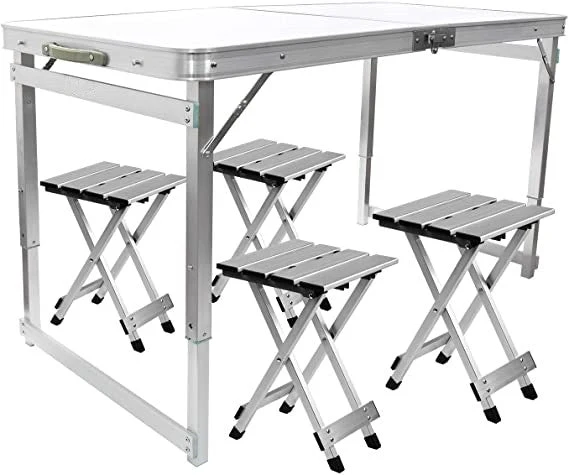Table de pique-nique pliante en aluminium avec 4 tabourets