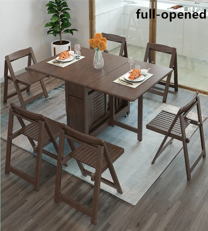 Table de salle à manger pliante Drop Leaf avec ensemble de chaises pliables 5 pièces