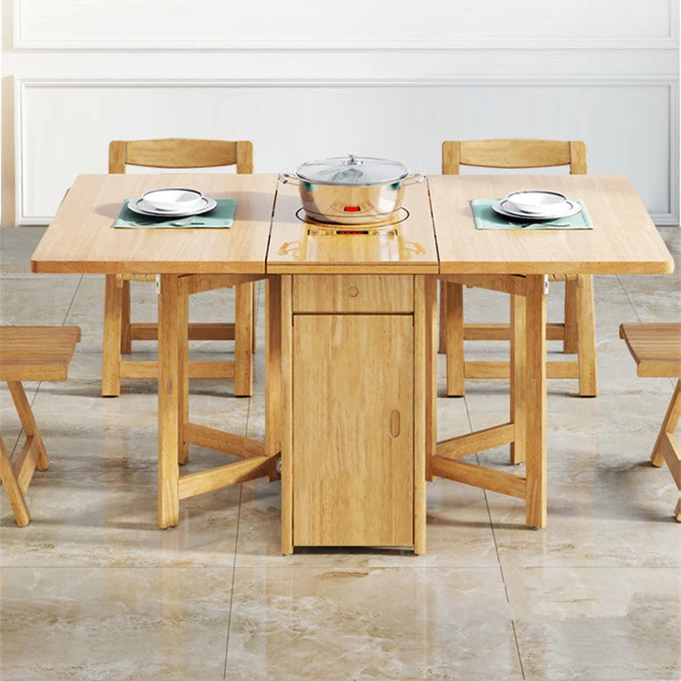Table de salle à manger pliante Drop Leaf avec ensemble de chaises pliables 5 pièces
