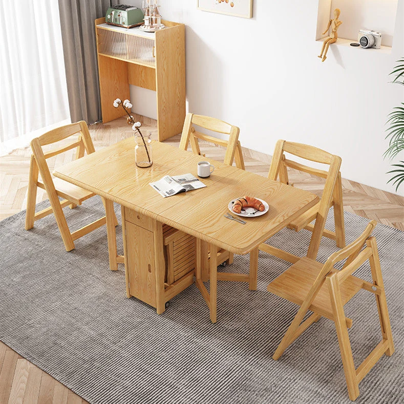 Table de salle à manger pliante Drop Leaf avec ensemble de chaises pliables 5 pièces