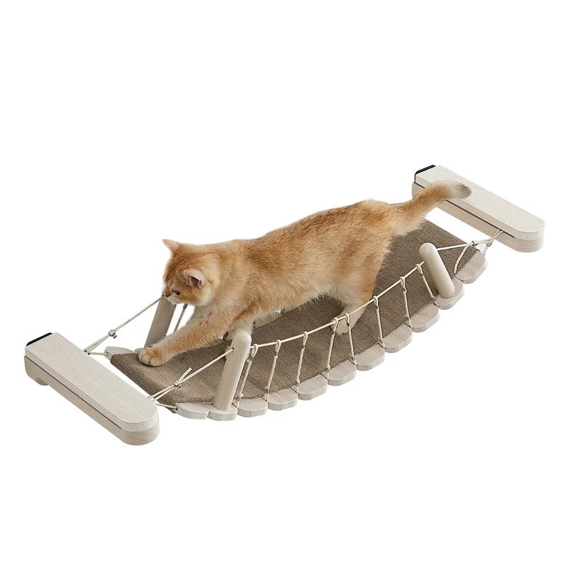 Pont pour chat mural avec tapis en tissu