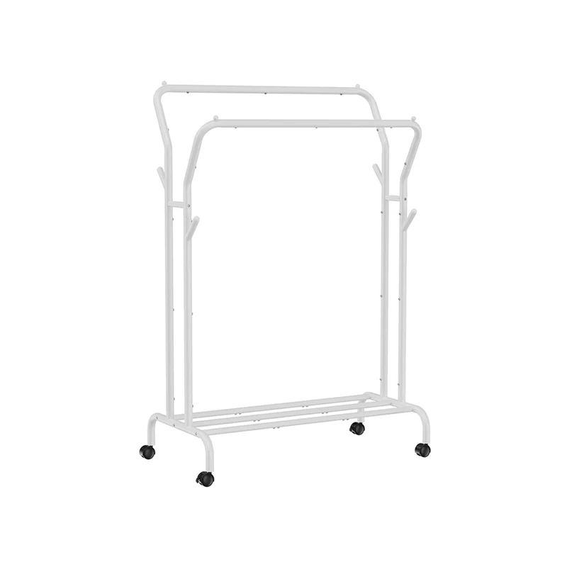 Portant à vêtements avec roulettes double barre noir