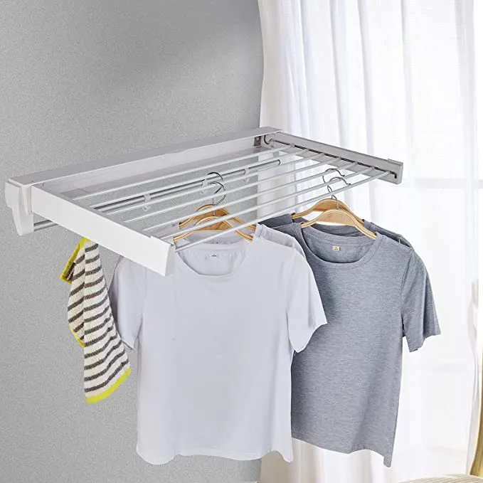 Séchoir à linge mural pliable avec 7 rails de séchage