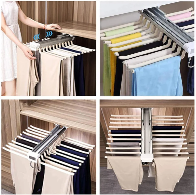 Porte-pantalon en acier à 22 bras peu encombrant pour placard