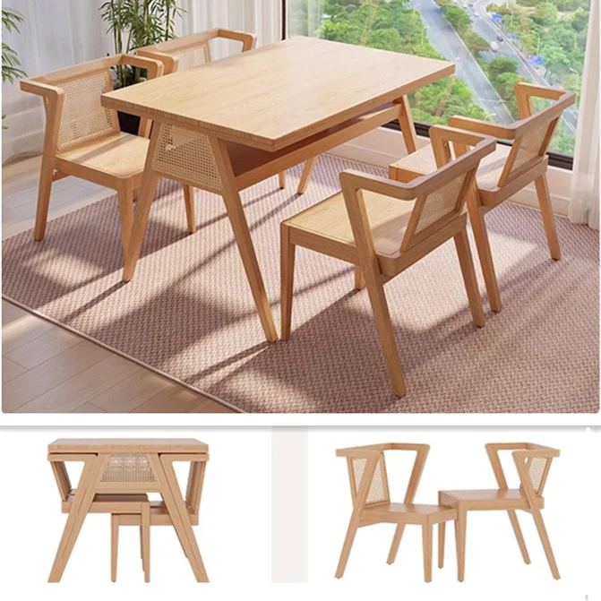 Ensemble table et 2 chaises en bois massif peu encombrant