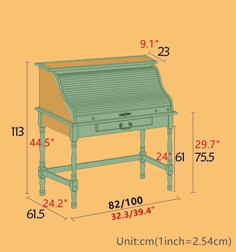 Bureau de vanité secrétaire à plateau roulant