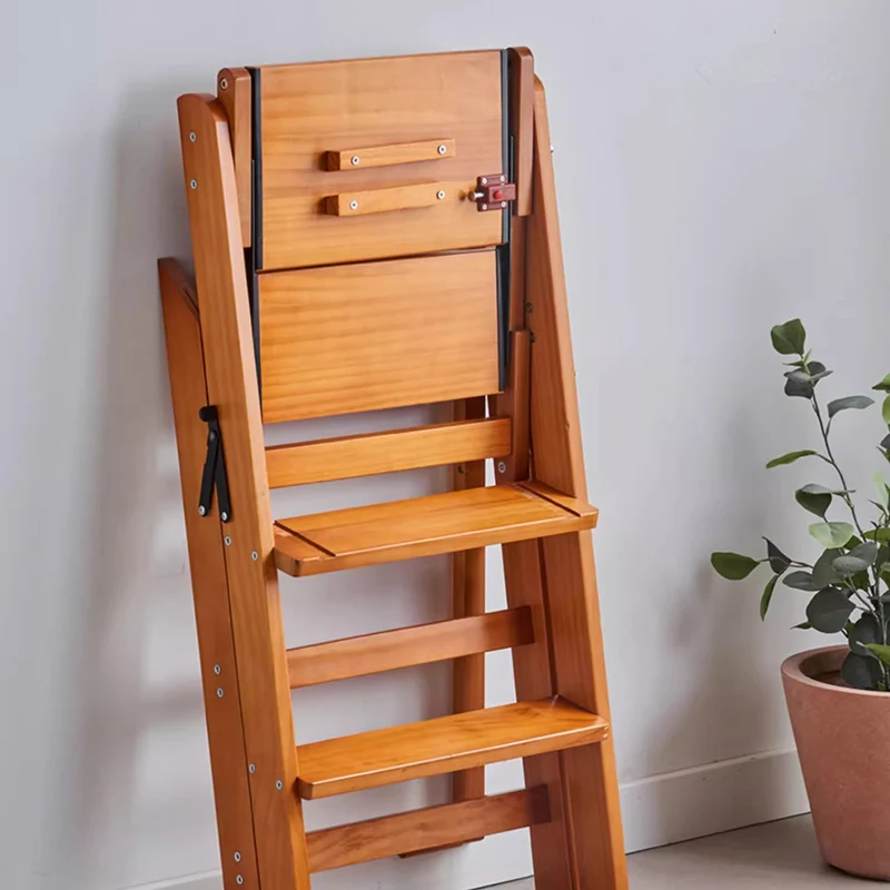 Marchepied pliable multifonction en bois massif avec accoudoirs