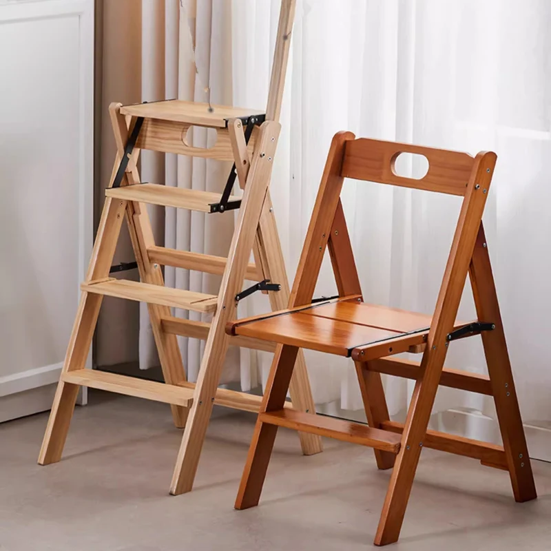 Marchepied pliable multifonction en bois massif avec accoudoirs
