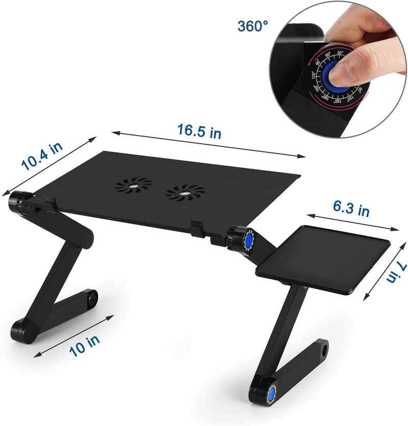 360 Bureau d'ordinateur portable pliable réglable et support de lecture ergonomique