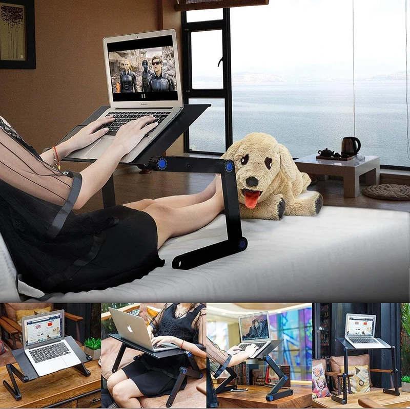 360 Bureau d'ordinateur portable pliable réglable et support de lecture ergonomique