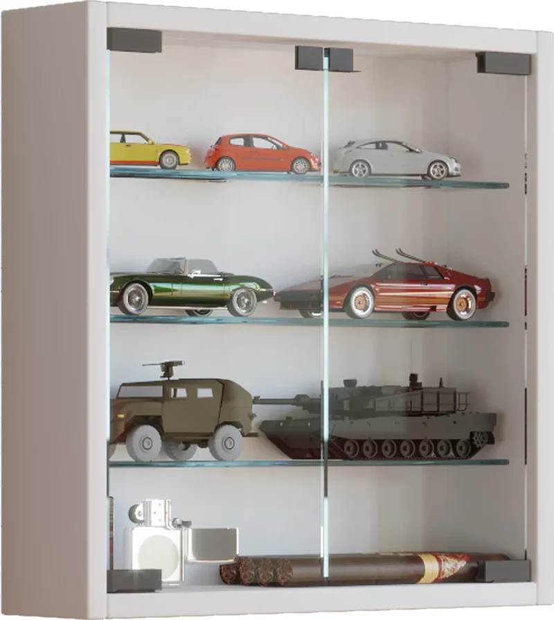 Vitrine Mural, Bois, Blanc, 40 X 40 X 10 Cm
