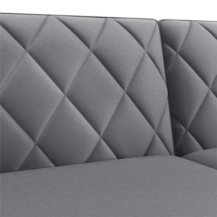 Canapé Droit Convertible En Tissu Canapé-lit Avec Dossier Inclinable Et Accoudoirs, Gris Foncé