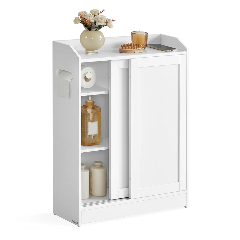 Meuble WC avec portes coulissantes et rangement pratique