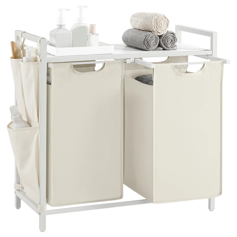panier à linge avec étagère et sacs amovibles