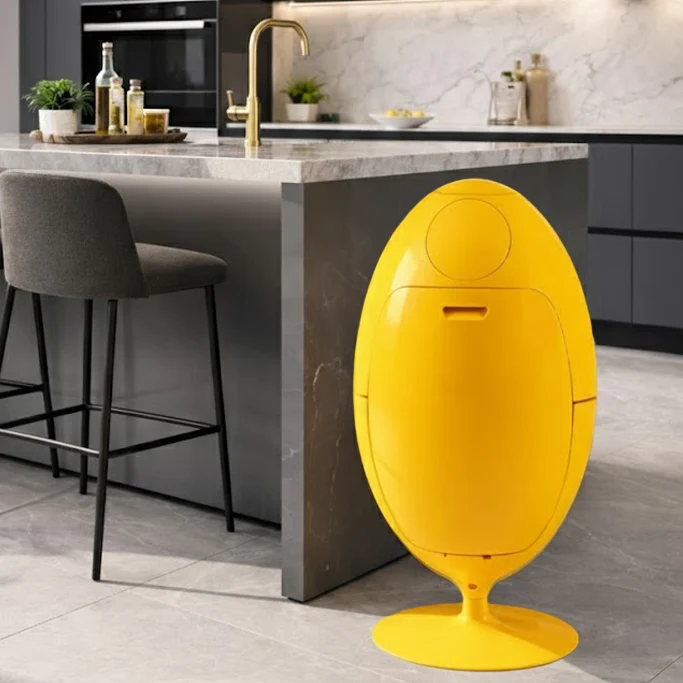 Ovetto Galà Giallo Lucido - Pattumiera di design per la raccolta differenziata