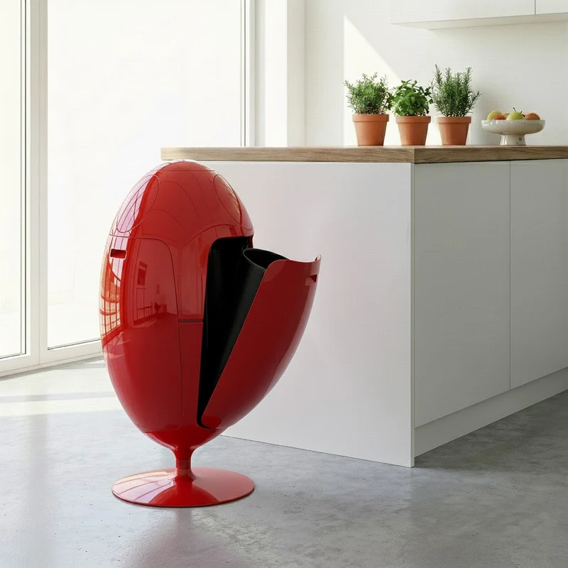 Ovetto Galà Rosso Lucido - Pattumiera di design per la raccolta differenziata