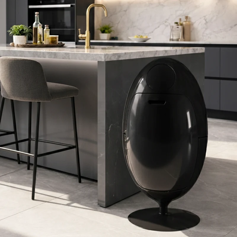 Ovetto Galà Nero Lucido - Pattumiera di design per la raccolta differenziata